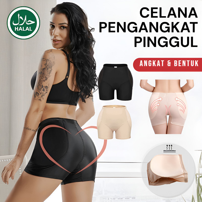 TERLARIS Shapewear Celana pembentuk pantat pengangkat selangkangan yang indah Celana pinggul busa 3D