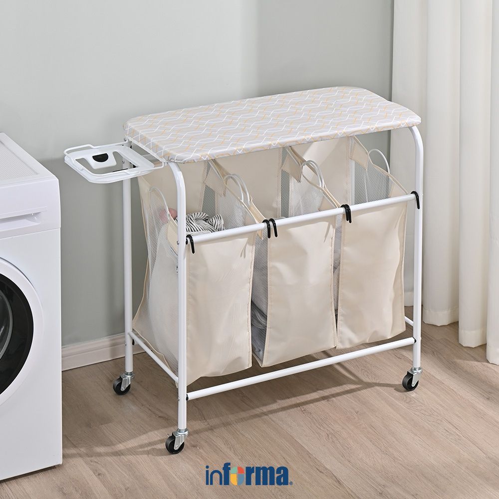 Informa Beverly Meja Setrika Dengan Kantong Laundry - Putih Papan Setrikaan Alas Tempat Setrika Iron