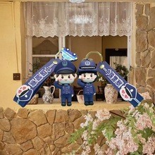 Kartun polisi gantungan kunci kreatif kartun keamanan publik boneka liontin tas sekolah pasangan lio