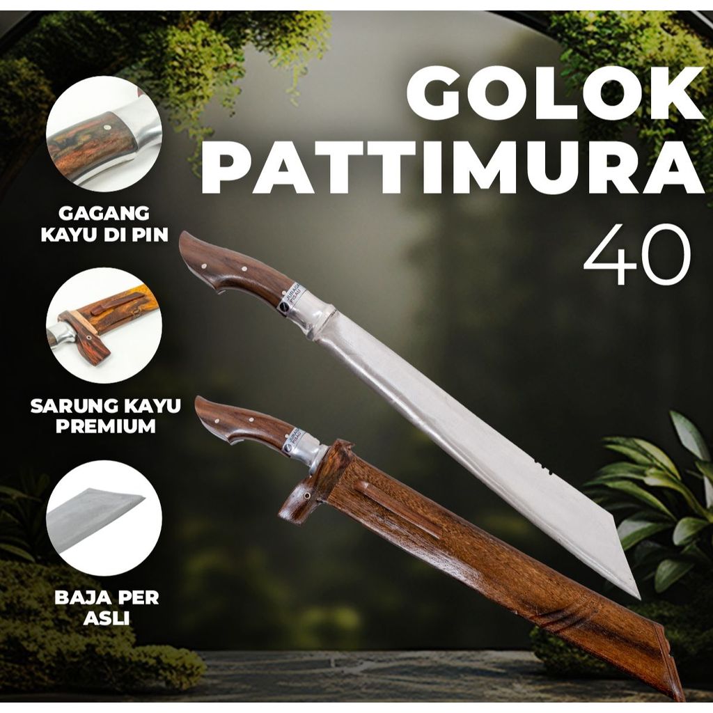 Golok Sembelih Pattimura 40 Baja Per Asli Super Tajam Pisau Daging Panjang - Juragan Pisau