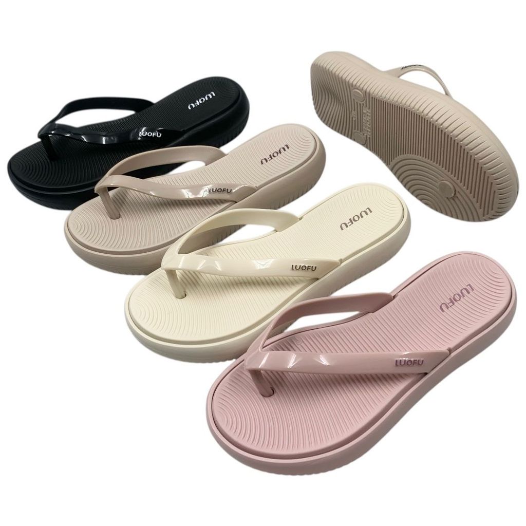 LUOFU Sandal Jepit Karet Wanita Tebal Empuk Ringan Import E7204-BRJP4C (BA2)