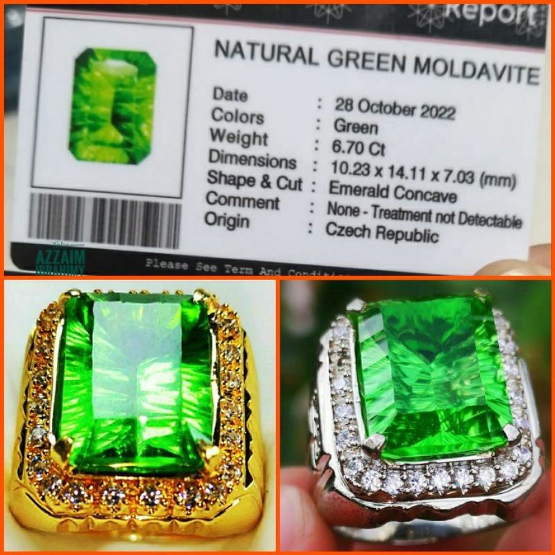PERMATA NATURAL GREEN CRYSTAL MOLDAVITE ORIGINAL REP CHEZKA (NO MEMO)
