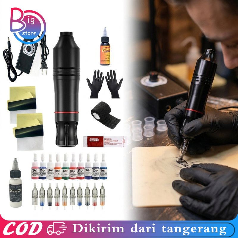 Mesin Tato Full Set Tattoo Pen Machine Rotary Alat Tato Lengkap