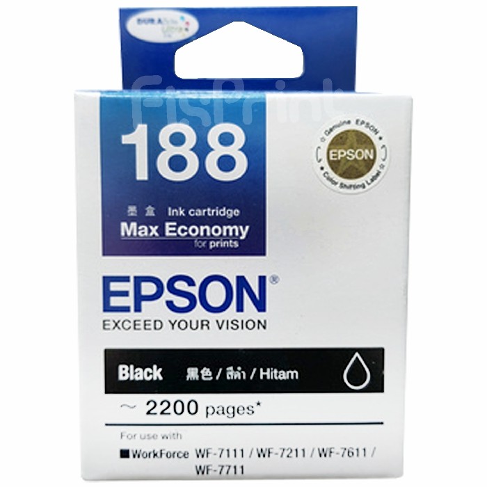 FixPrint Cartridge Epson T188 188 Tinta Printer WorkForce WF-7711 WF-7611 WF7711 WF7611 WF7211 WF711
