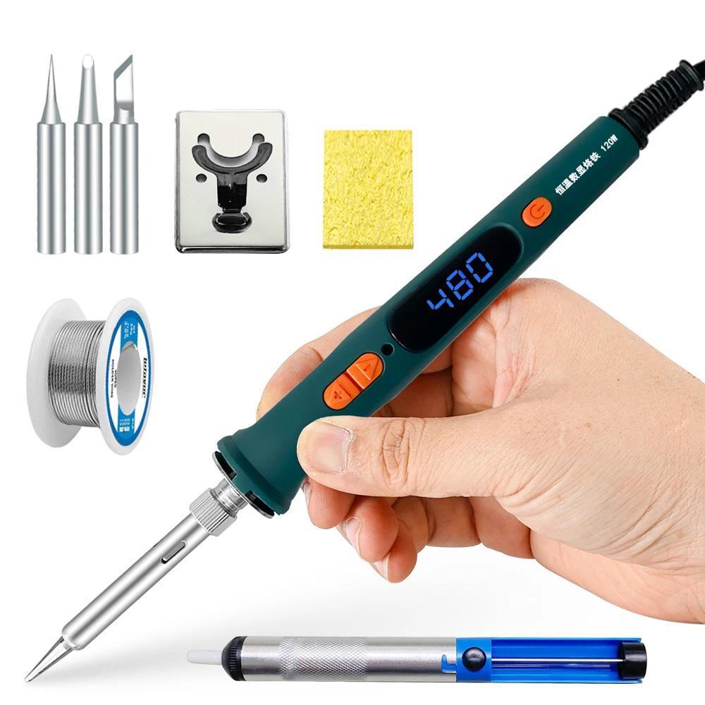 100W/120W gital Soldering Iron Kit Repair Soldering Tool Set Electric Soldering Iron Dual Calibratio