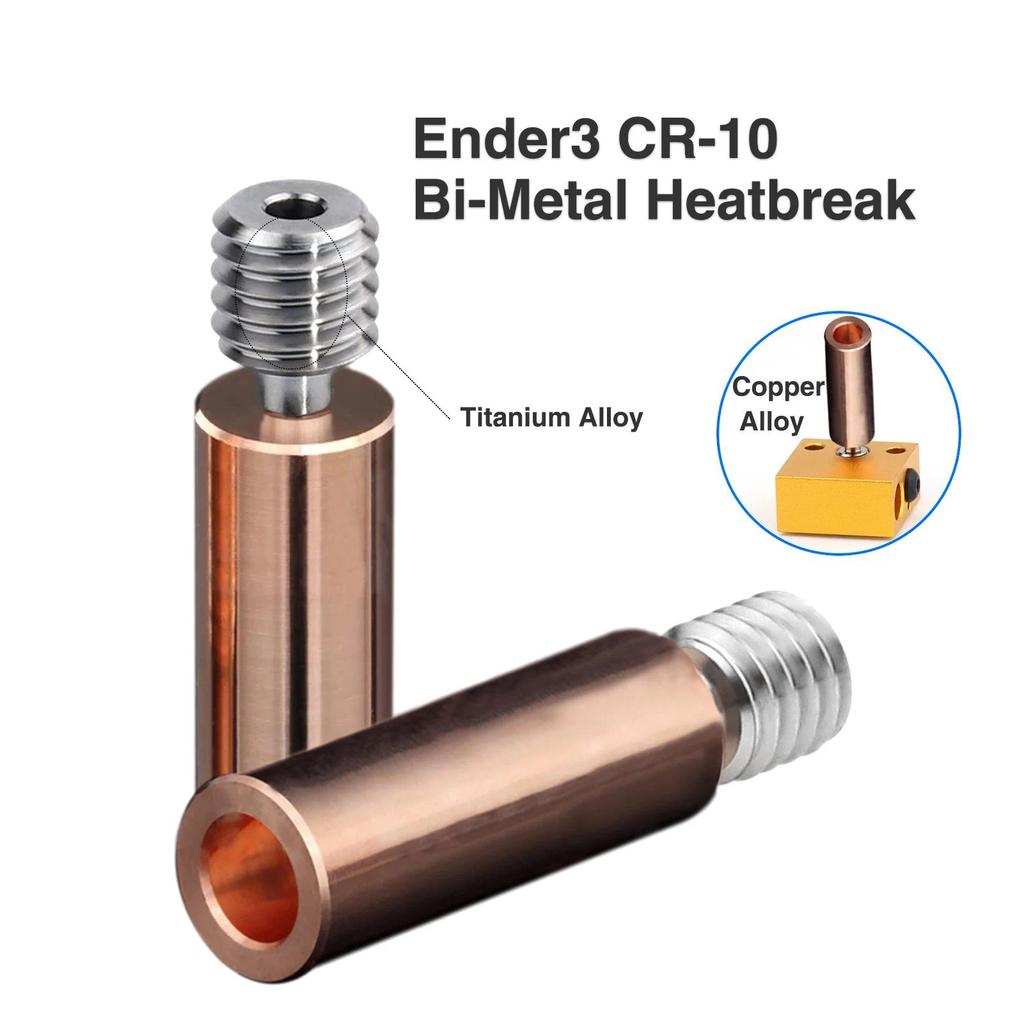 Ender3 CR10 Bi-Metal Heatbreak/Stainless Steel Throat BiMetal Titanium + Copper Heatbreak for Ender 