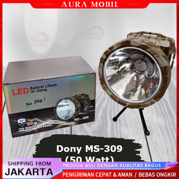 Senter Kepala MS-309 SO BIG (50 Watt) Senter Kepala MS309 / MS 309 (Gratis Tripod) [Cahaya Putih/Kun