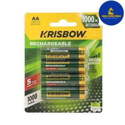 1 Set 4 Pcs Baterai Aa Rechargeable 1000 Mah (1.2 Volt) - Hijau