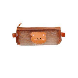 BIG SALE MSS (COD) Tempat Pensil Zipper Coklat Motif Beruang Dompet Pensil Coklat Lucu Motif Bear Te