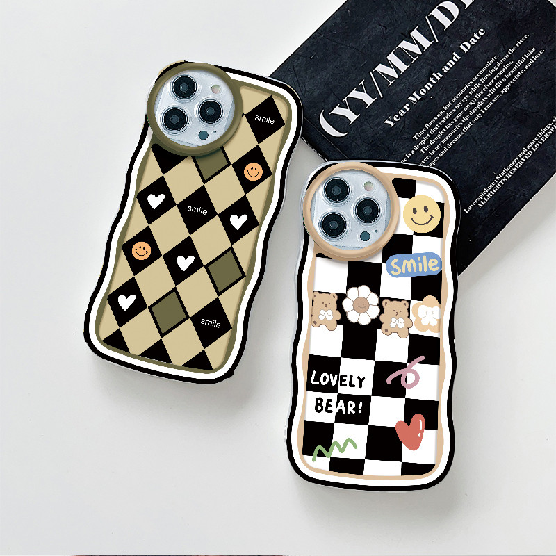 Gelombang Transparan Casing Motif kisi-kisi Bunga Untuk iPhone 15 14 13 12 11 Pro X XR Xs Max 6 6s 7