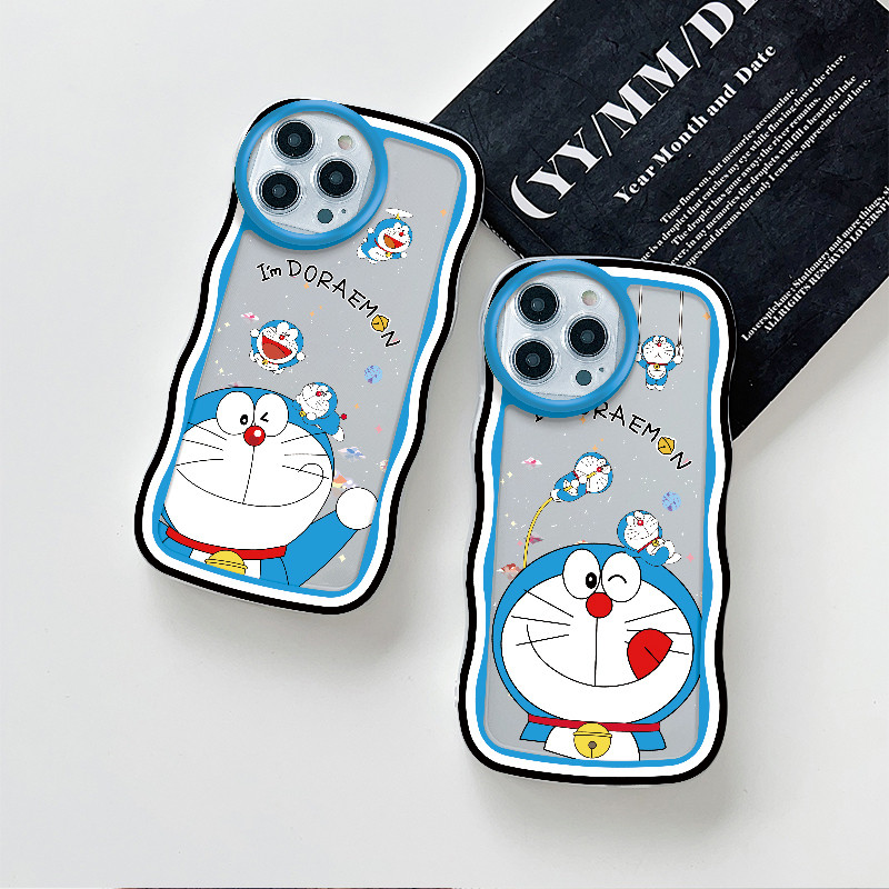 Gelombang Transparan Casing Motif Kartun Doraemon Untuk iPhone 15 14 13 12 11 Pro X XR Xs Max 6 6s 7