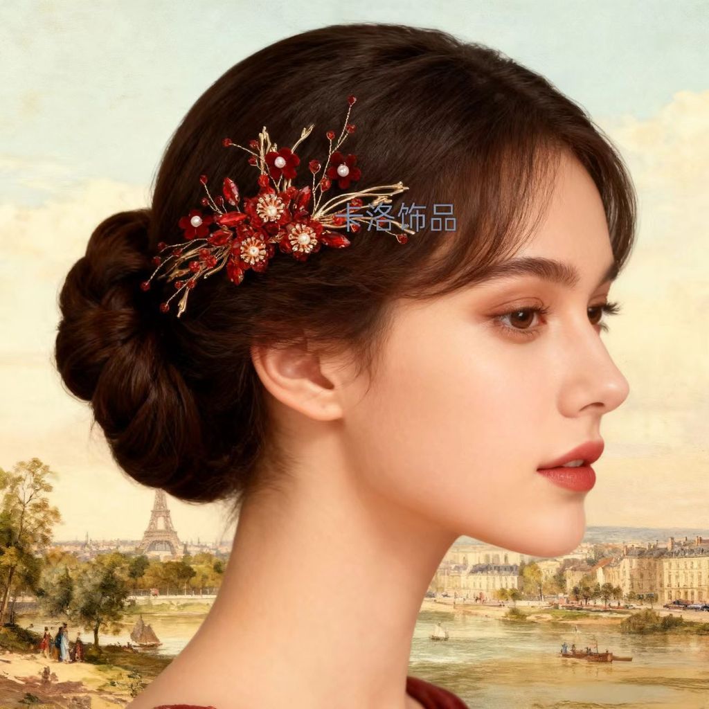 Aksesori Rambut Pengantin Hanfu Xiuhe Sisir Alloy Rhinestone Gaya Cina Baru 1207013538