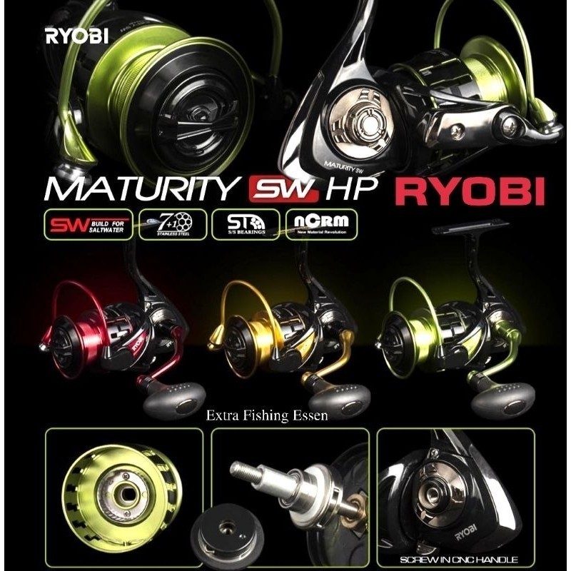 Reel Ryobi Maturity SW HP 1000 sampai 8000 Saltwater Power Handle || Ready Hijau, Merah, Gold