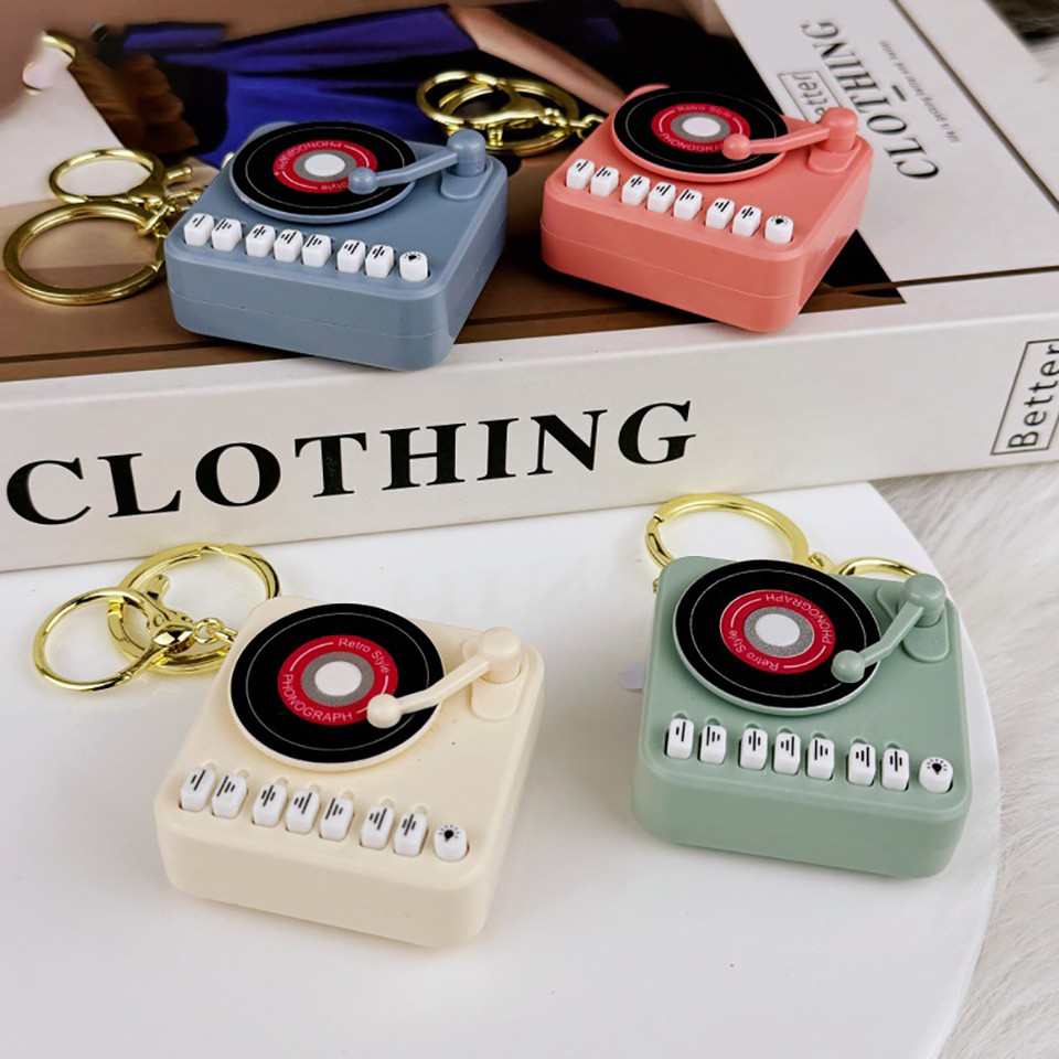 Mini Creative CD Player Music Keychain Toy Record Player Music Player Exquisite Small Pendant