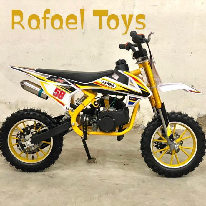 MOTOR MINI TRAIL LENKA MC 58 MESIN 2 TAK 50 CC - MAINAN MOTOR CROSS - Biru