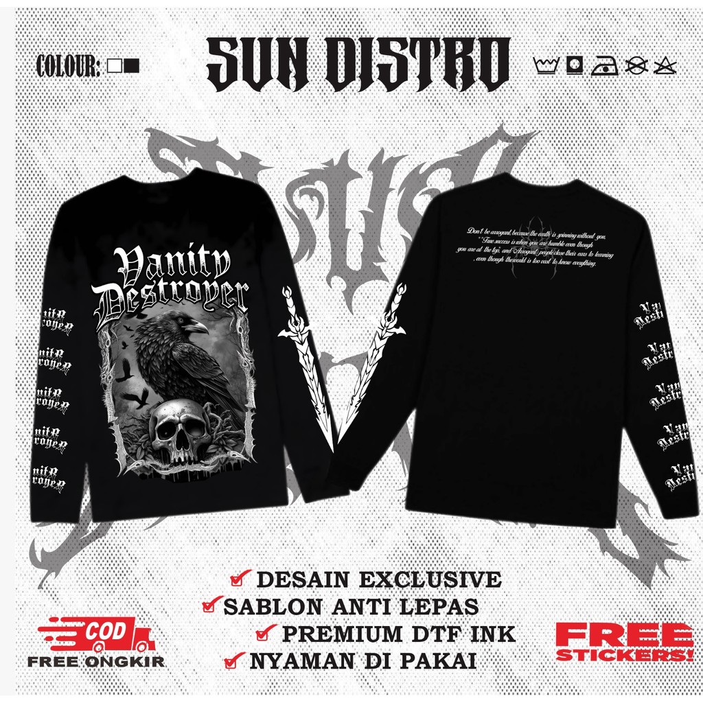 KAOS LENGAN PANJANG VANITY DESTROYER T-SHIRT LONGSLEEVE NETRAL - KAOS LENGAN TANGAN PANJANG NETRAL T