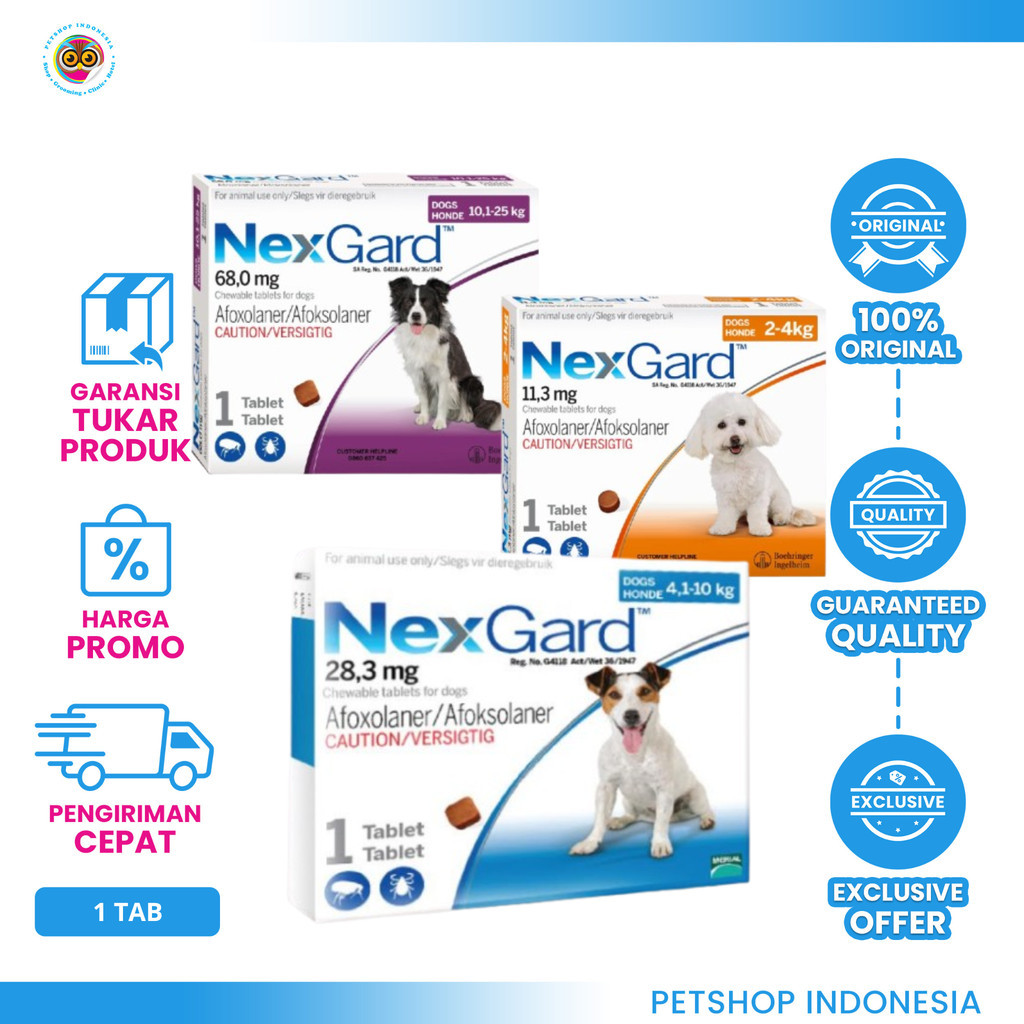 Obat Kutu Anjing Nexgard Harga 1 tablet - Obat Kutu Anjing