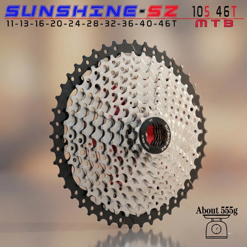 SUNSHINE Sprocket Cassette Gear 10 Speed 11-46T Wide Ratio Cog Sepeda MTB Upgrade Drivetrain Perform