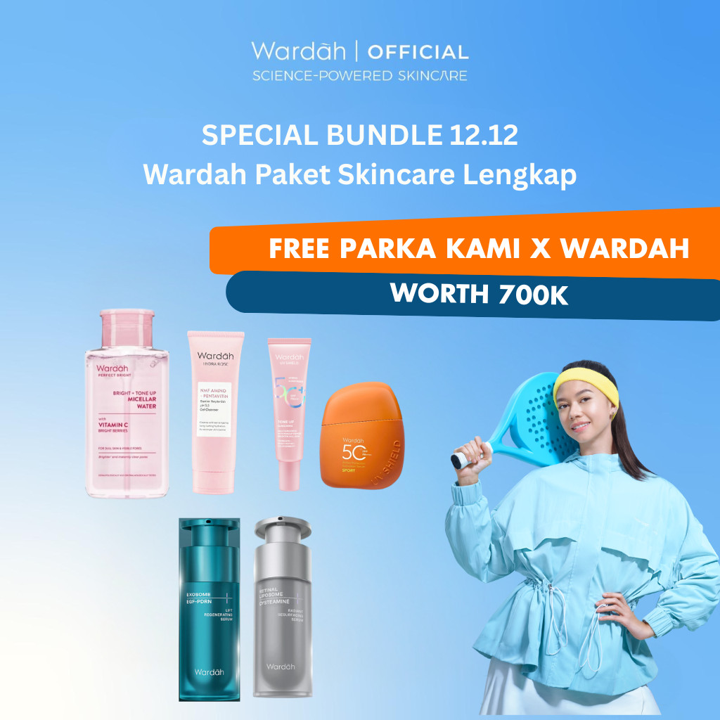 [12.12] Wardah Paket Skincare Lengkap FREE Parka Kami Idea Exclusive - PDRN, Retinol, UV Shield, Cry
