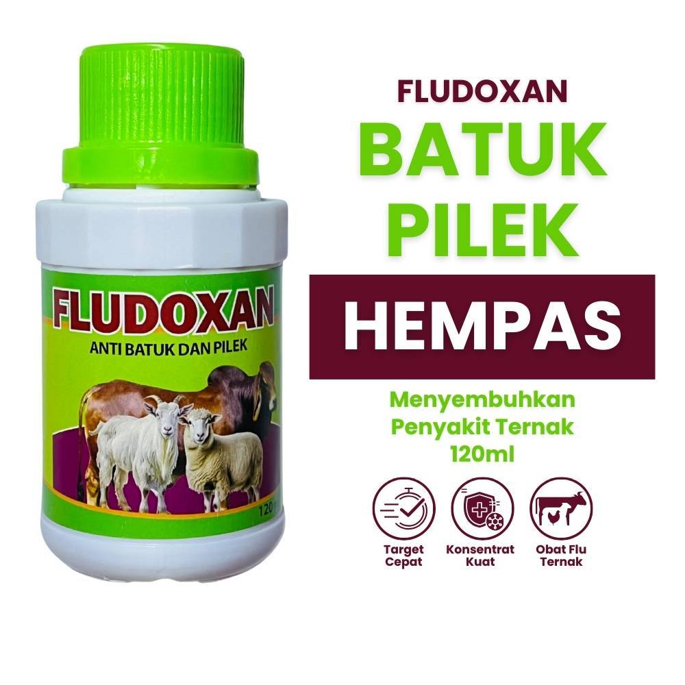 Fludoxan New ORIGINAL - Obat Batuk Kambing - Obat Batuk Ternak - Obat Pneumonia Kambing 120 ML
