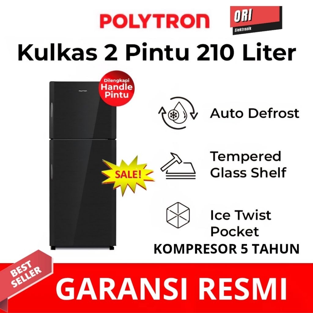 POLYTRON LEMARI ES BELLEZA 2 PINTU 210 LITER PRM-21DMY