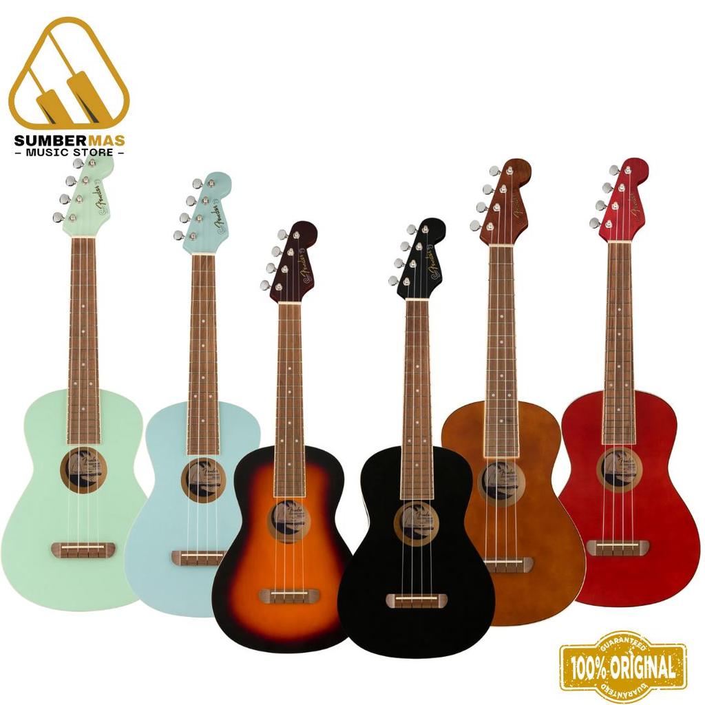 Fender Avalon Tenor Ukulele, Walnut FB - Ukulele 4-senar Original Asli