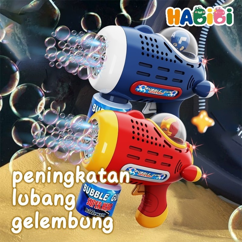 Habibi Bubble Gun Iron Man – Mainan Anak Otomatis, Musik & Lampu, Busa Warna-Warni Anak Laki-Laki