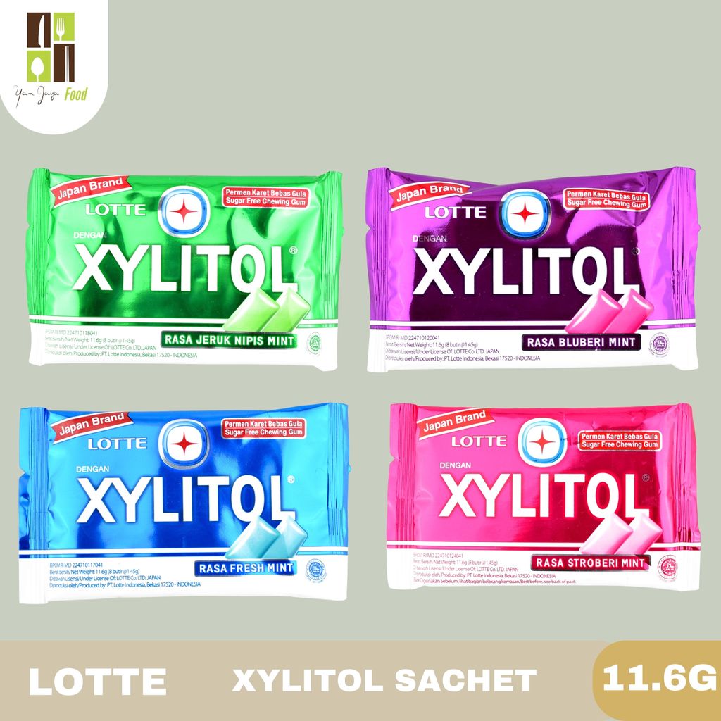 Lotte Xylitol Sachet 11.6g / Fresh Mint / Jeruk Nipis Mint / Bluberi Mint / Stroberi Mint / Permen M