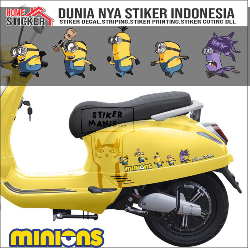 Sticker Minions Run Character Stiker Motor Stiker Mobil Stiker Helm Stiker Laptop Anti Air