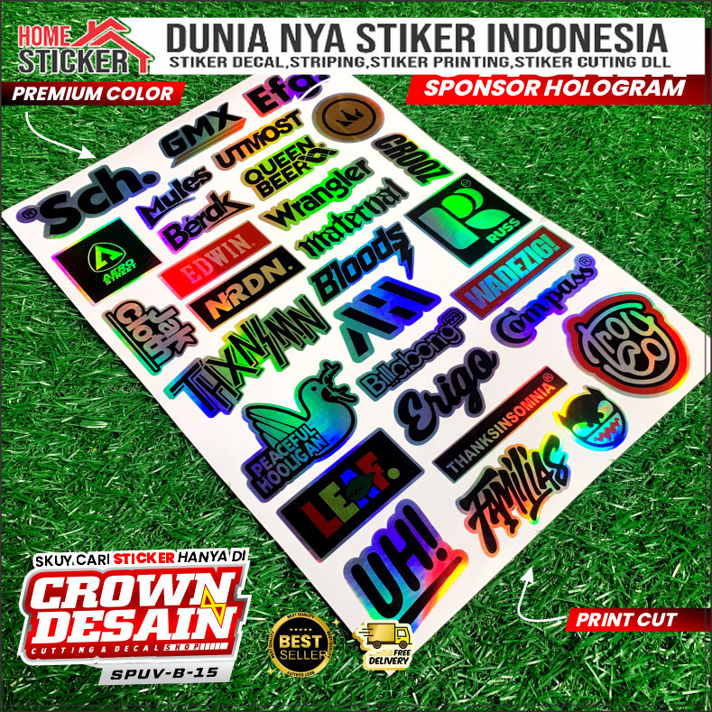 Stiker Pack Series Brand Lokal Brand Casual Isi 30 pcs / Paket Stiker Brand Lokal Vinyl Hologram Sat