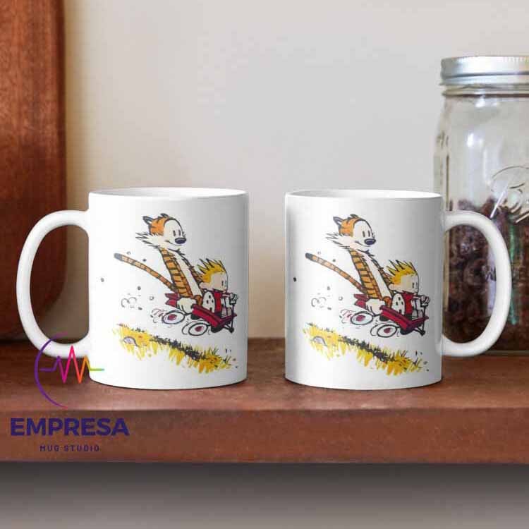 Calvin and Hobbes Red Wagon Ride Ceramic Coffee Mug