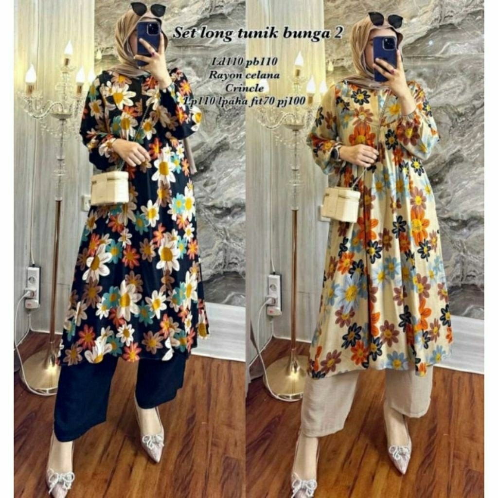 Set Long Tunik Setelan Tunik Rayon Premium