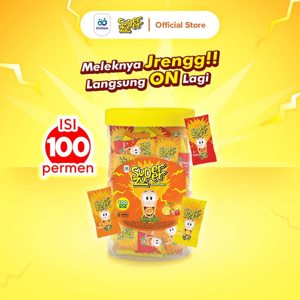 Super Zuper Permen Asem Toples (isi 100 Pcs) - Sour Candy