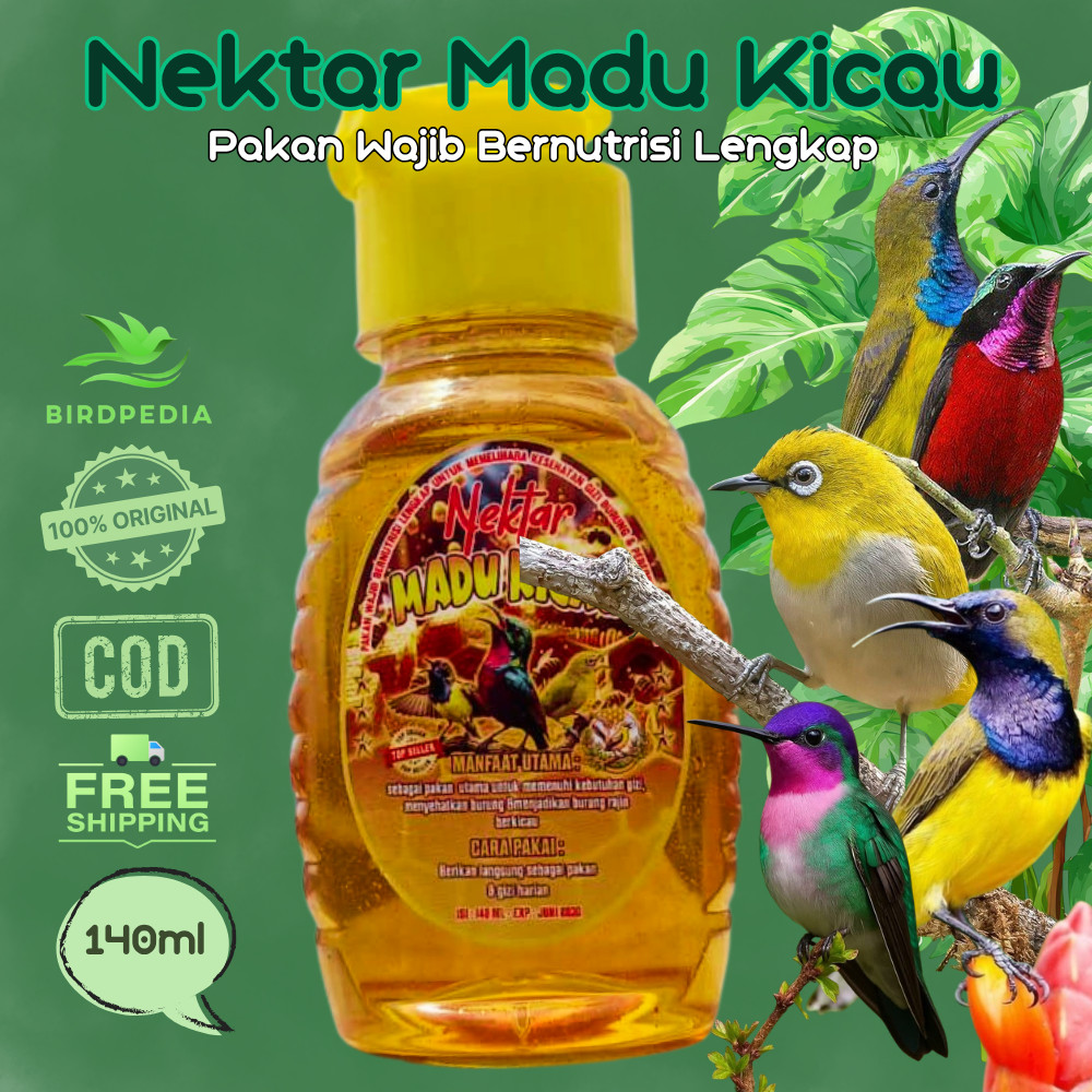Nektar Madu Kicau 140ml Pakan Burung Pleci Kolibri Sogon Nutrisi Lengkap Penggacor Cepat Gacor