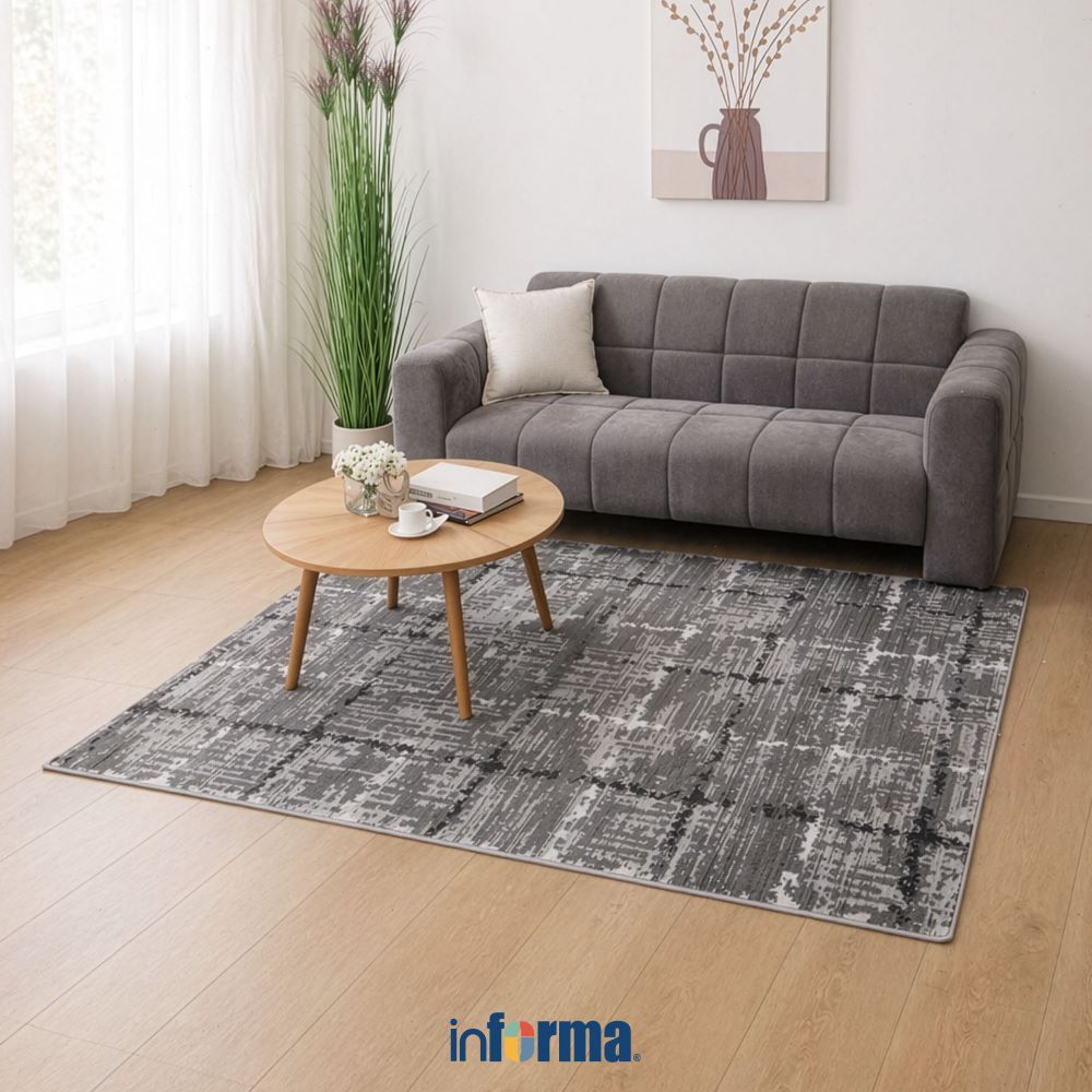 Informa Arya Karpet V2 - Abu-Abu Alas Lantai Dekoratif Rug Permadani Karpet Rumah