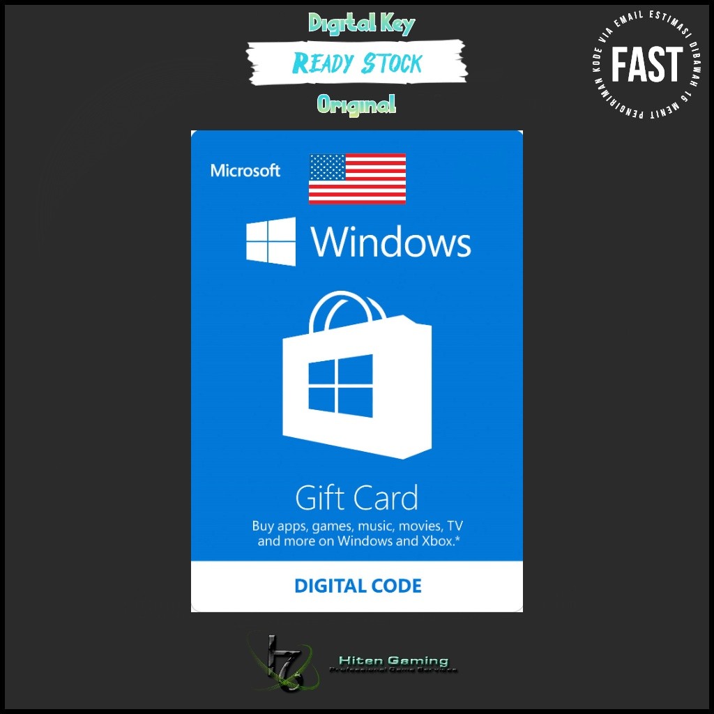 Microsoft Windows Store Gift Card US $5 $10 $15 $20 $25 v2