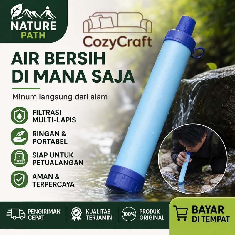 filter air portable penyaring air minum outdoor survival camping darurat hiking ultrafiltrasi