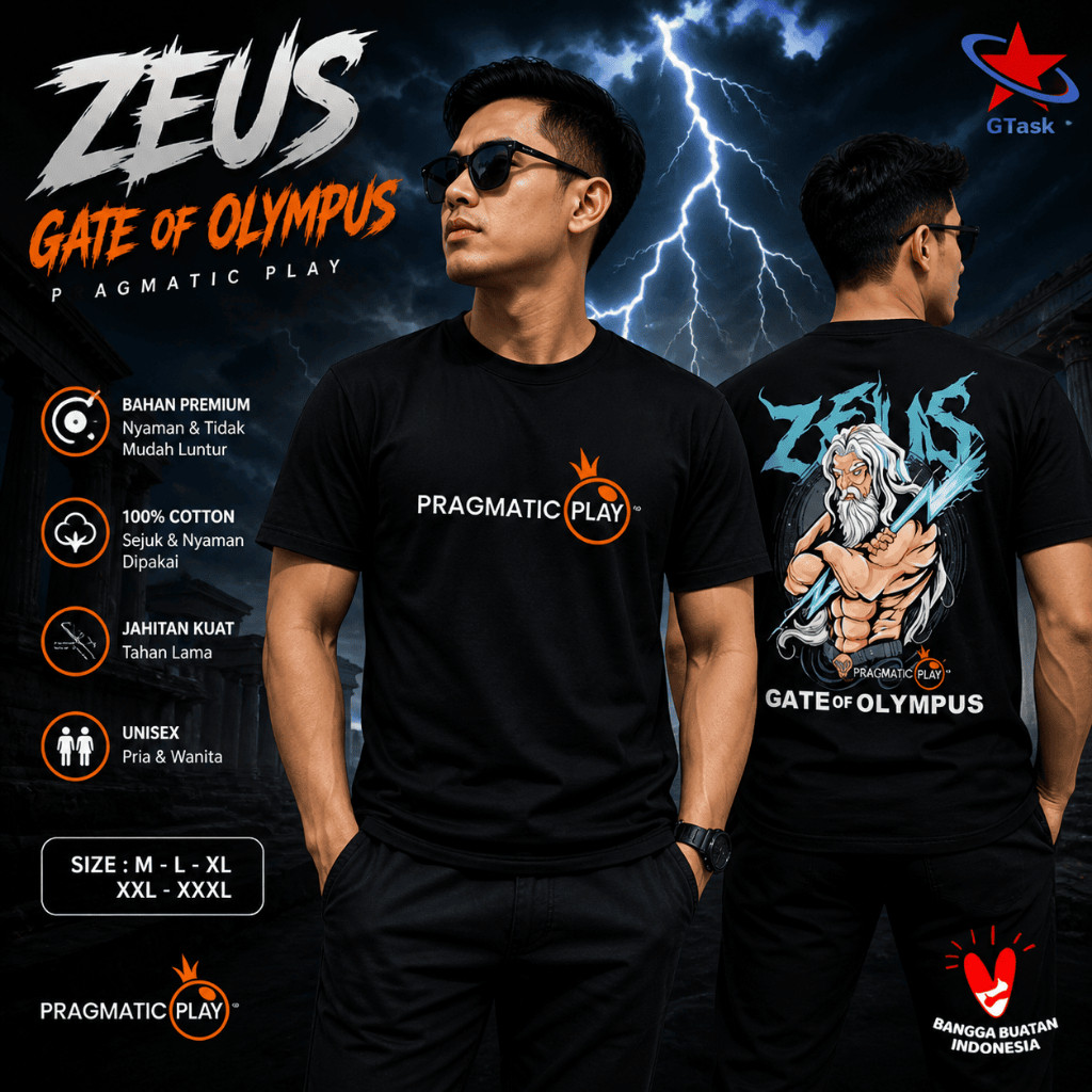 Kaos Distro Pragmatic Play Zeus / Tshirt Distro Gate Of olympus Zeus