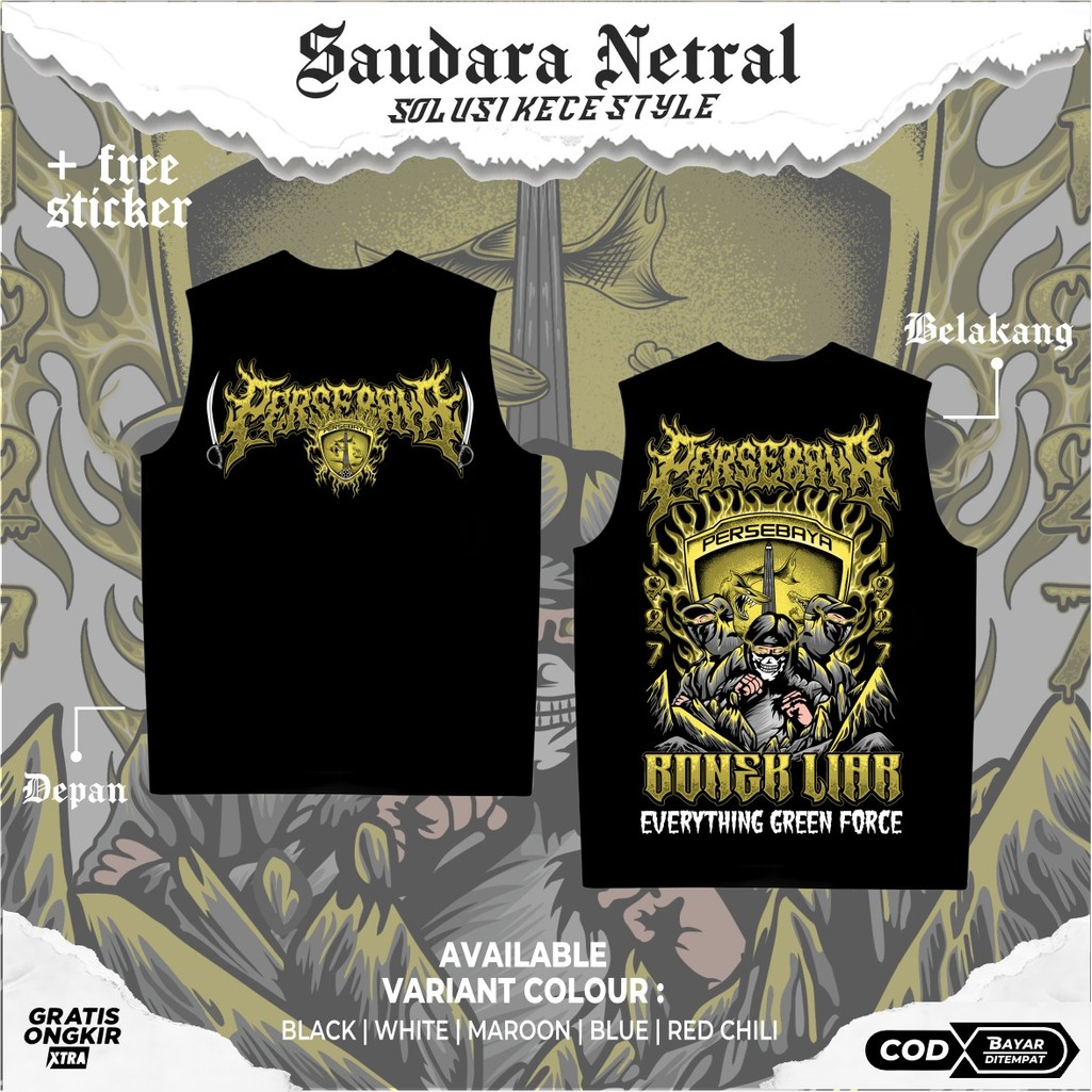KAOS SINGLET NETRAL PERSEBAYA BONEK LIAR SINGLET NETRAL TERBARU - SINGLET NETRAL SIMPEL - SINGLET PA