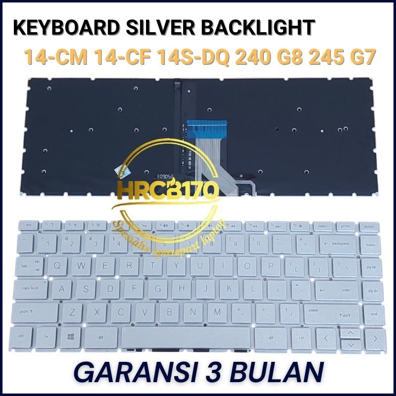Keyboard Laptop HP 14s-dq0508TU 14s-dq2622TU 14s-dq2518TU Silver BACKLIGHT -HRCB