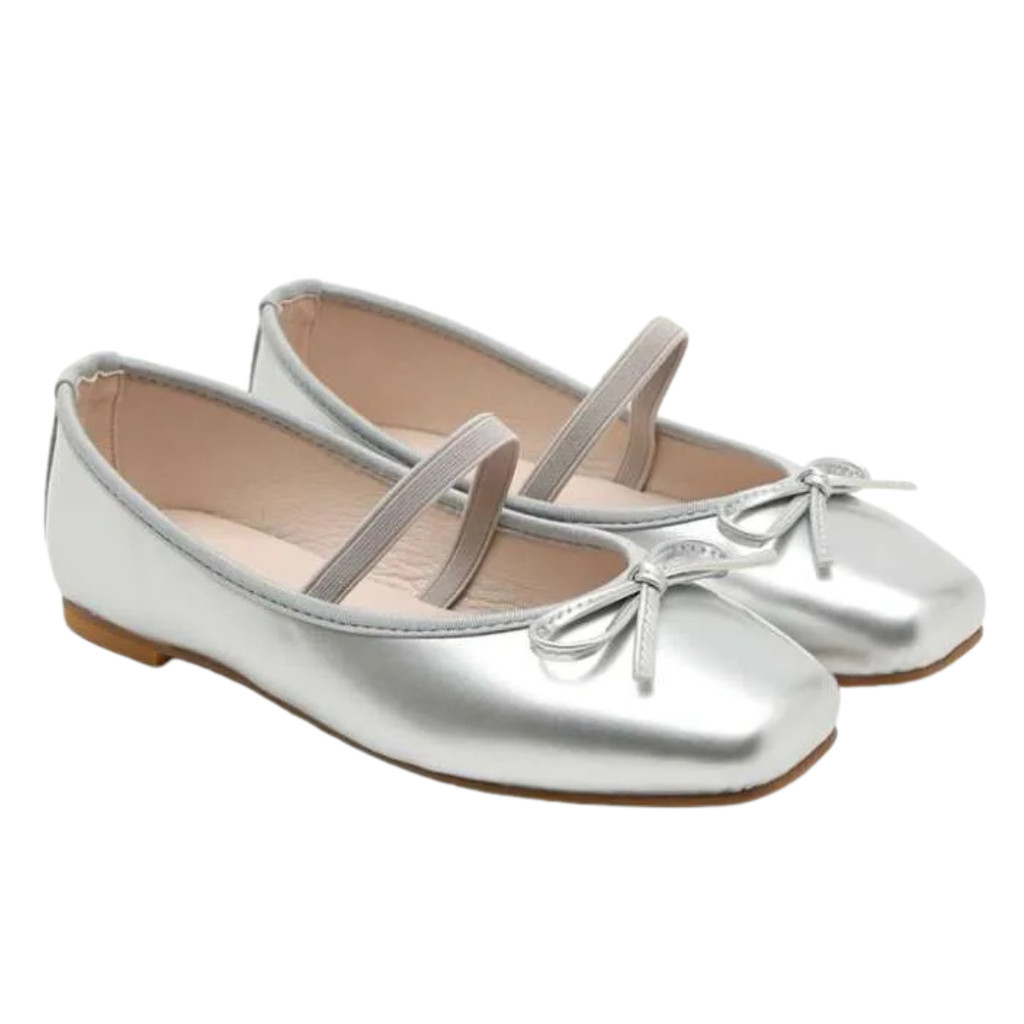 Sepatu Flat Wanita Sappun Erino Enamel Ribbon Maryjane Flats (1cm) Silver