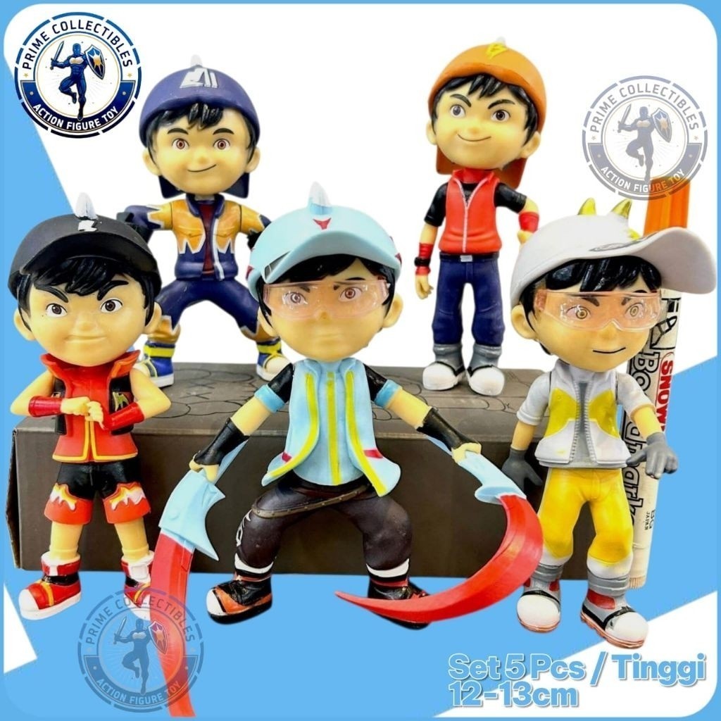 mainan boboiboy tanah solar action figure set isi 5 pcs pvc high quality