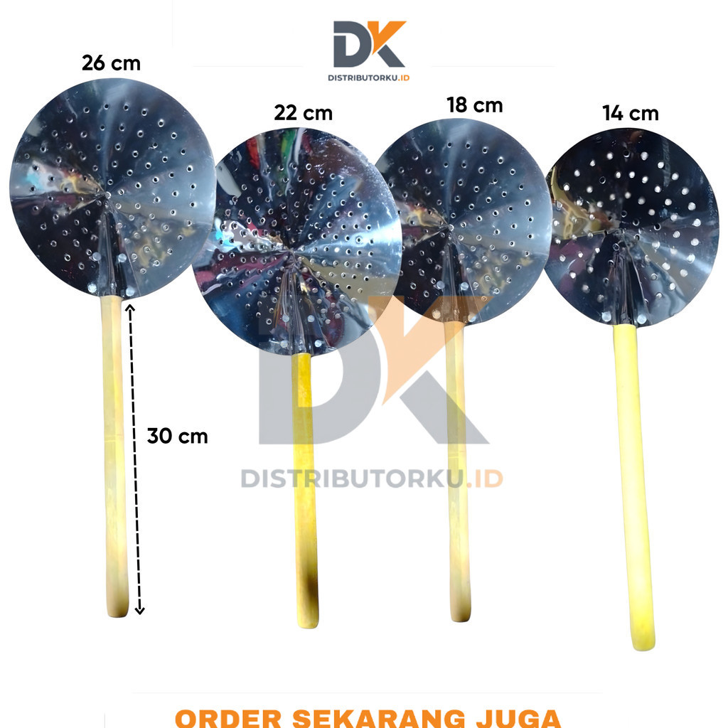 SEROK SARING MINYAK PENGGORENGAN STAINLEES GAGANG KAYU (DISTRIBUTORKU.ID)