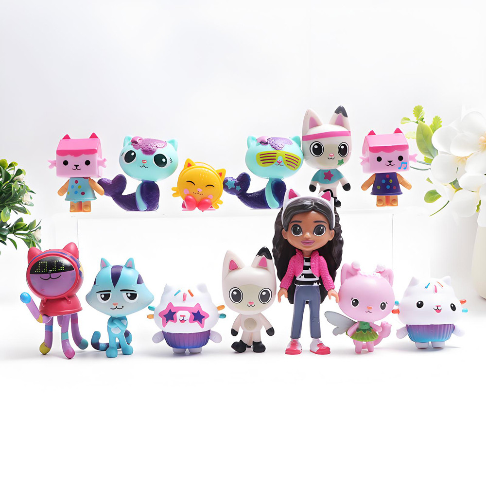 &%# Gabby Dollhouse Anime Figure Toy Smiling Car Cat Hug Gaby Girl Dolls Mercat Cartoon Action Figur