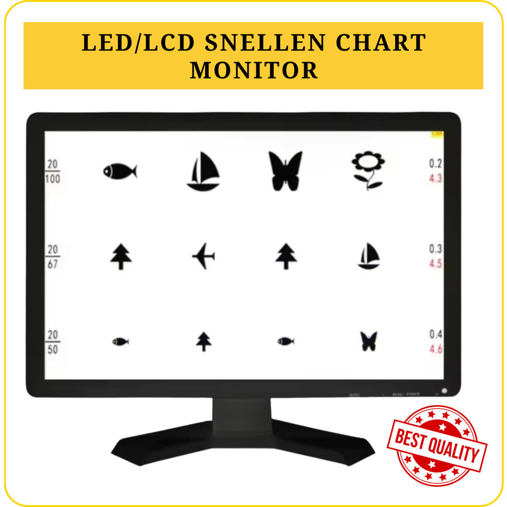 Monitor Snellen Chart Digital 16:9 TY-185W – Tampilan Optotipe Jelas Akurat untuk Tes Visus, Desain 