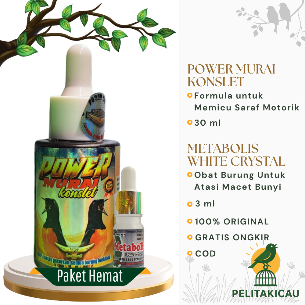 Paket Hemat Power Murai Konslet & Metabolisme White Crystal Vitamin Penggacor Max