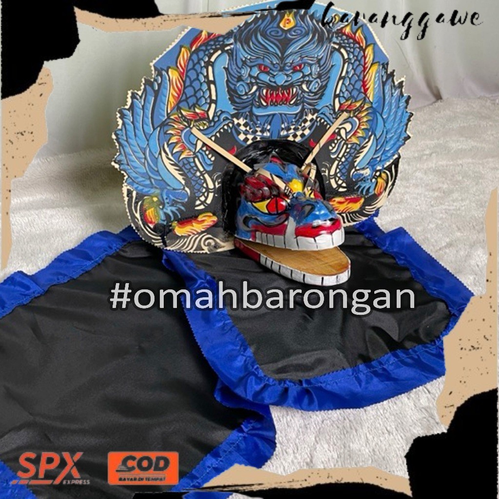 BARUU Topeng Barongan Barongan Devil Biru Spon Ukuran Tanggung Free Kemul Untuk Anak anak KESENIAN N