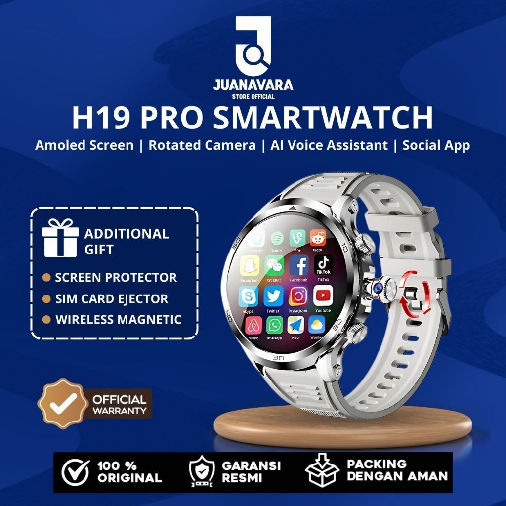 H19 PRO Smartwatch - 4G/5G Smartwatch, Sim Card, Wifi GPS, Amoled Screen, Rotated Camera