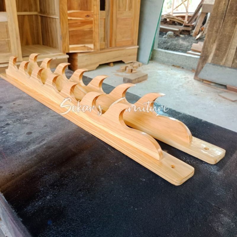 Rak joran dinding motif ombak rak pancing dinding jagrak pancing LB33