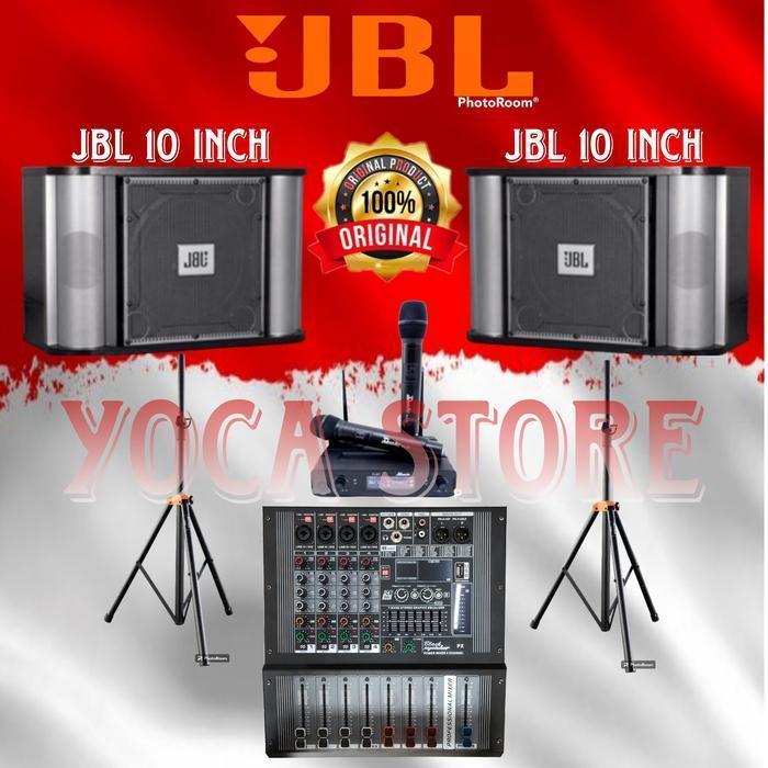 Paket Karaoke Set JBL 10 in RM-10 Upgrade Power Mixer 4 Channel 2 Mic